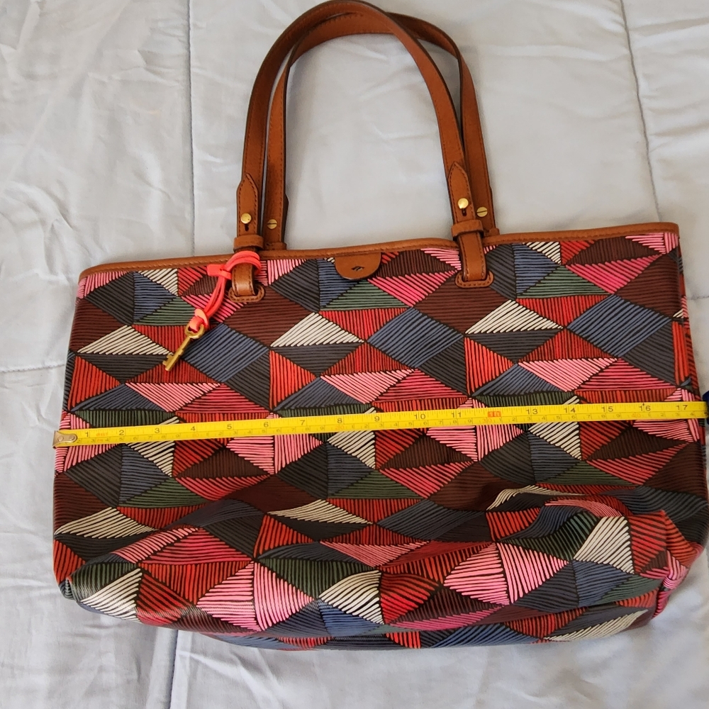 Fossil Patterned Tote With Snap Closure - image 7